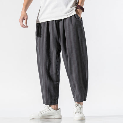 Japanese Trend Color Contrast Striped Harem Pants Men